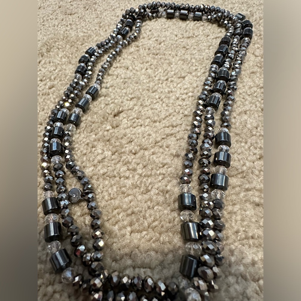 66in Pewter beaded sparkly necklace - Picture 4 of 4